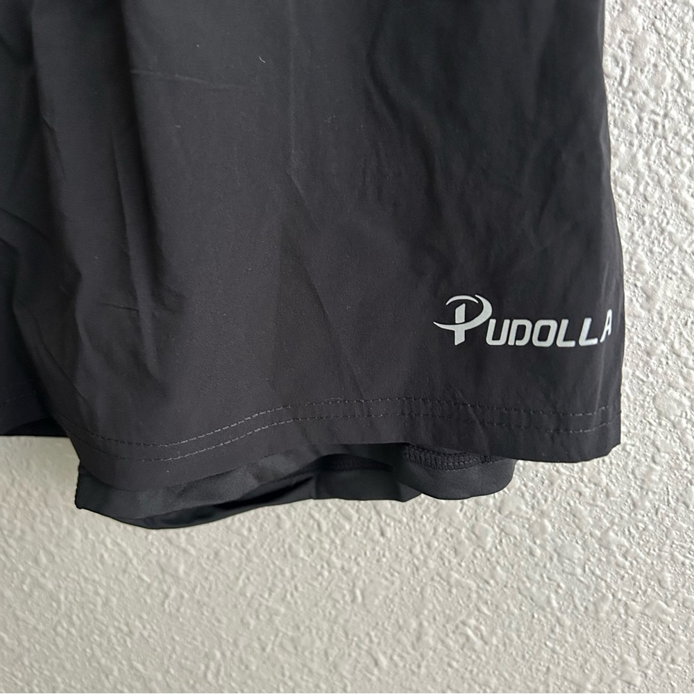 NEW Pudolla Black 2 in 1 Running Shorts 5" Quick Dry Gym Athletic Workout Shorts - Picture 6 of 14